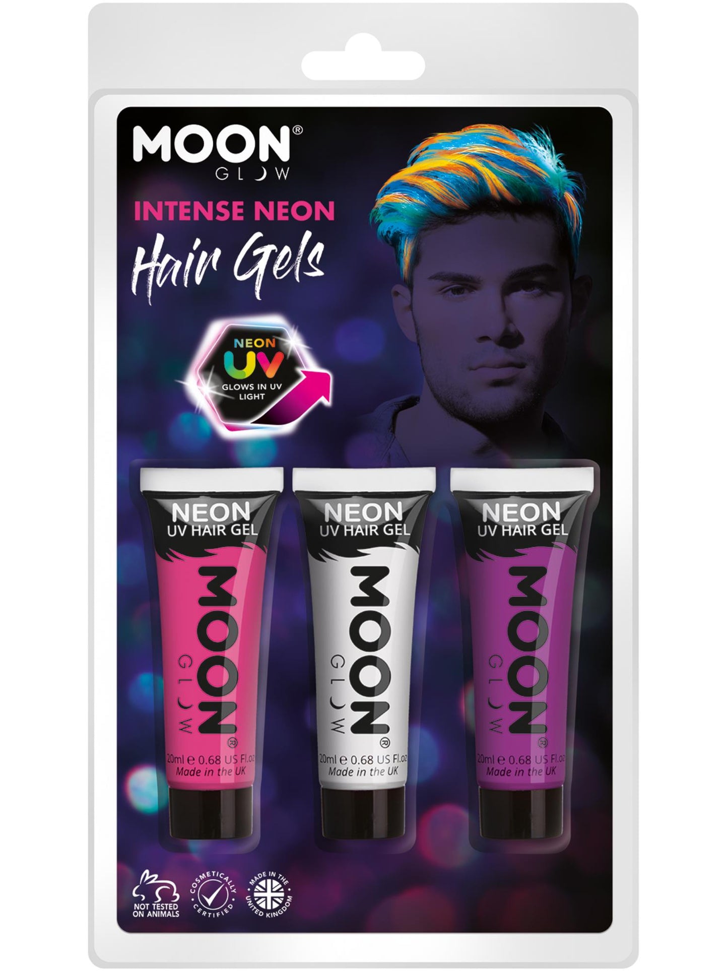 Smiffys Moon Glow Intense Neon UV Hair Gel, CD für Unisex
