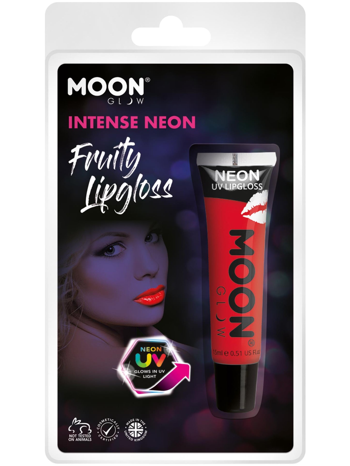 Smiffys Moon Glow Intense Neon UV Fruity Lipgloss, Red CD für Unisex