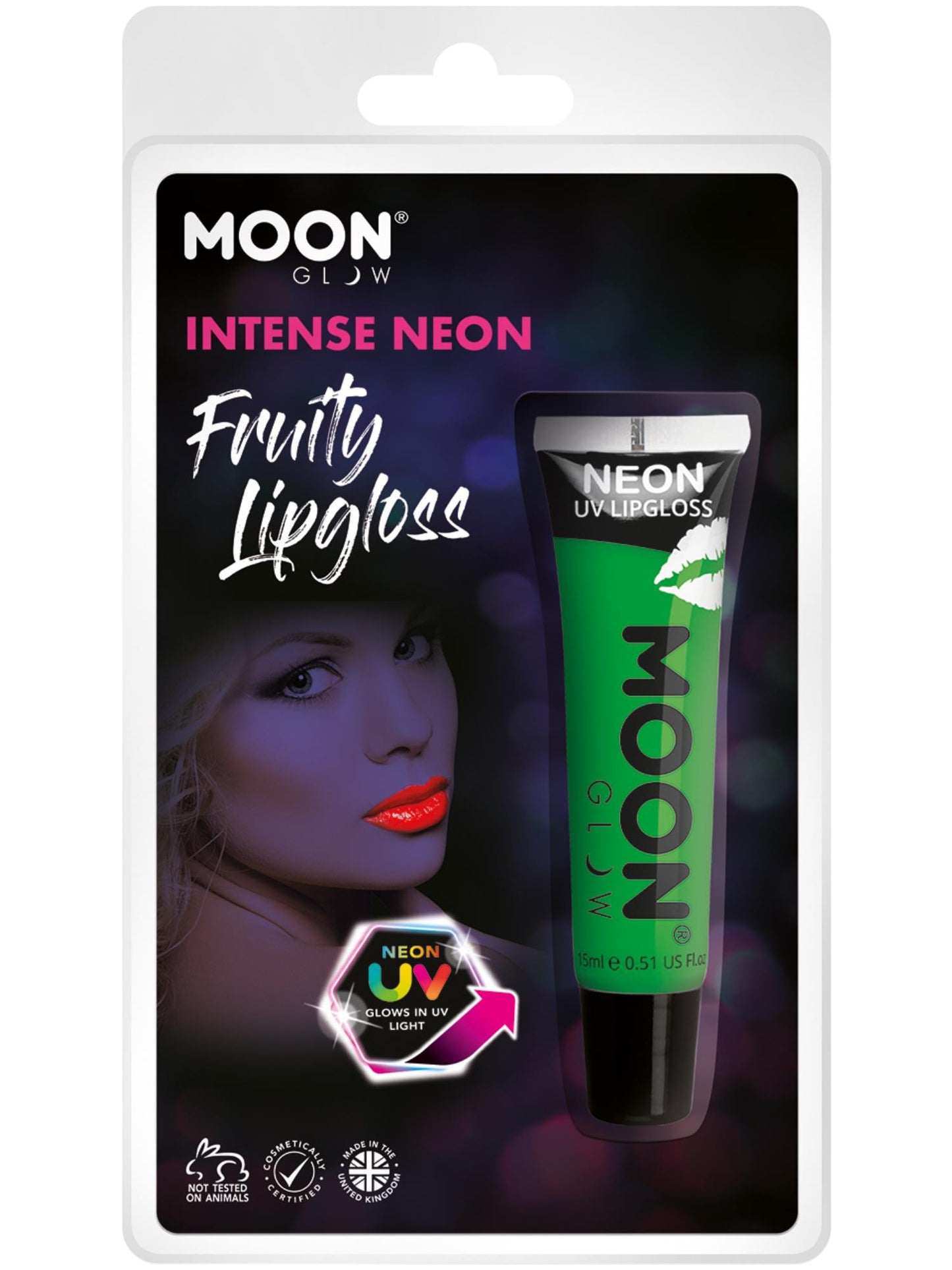 Smiffys Moon Glow Intense Neon UV Fruity Lipgloss, Green CD für Unisex