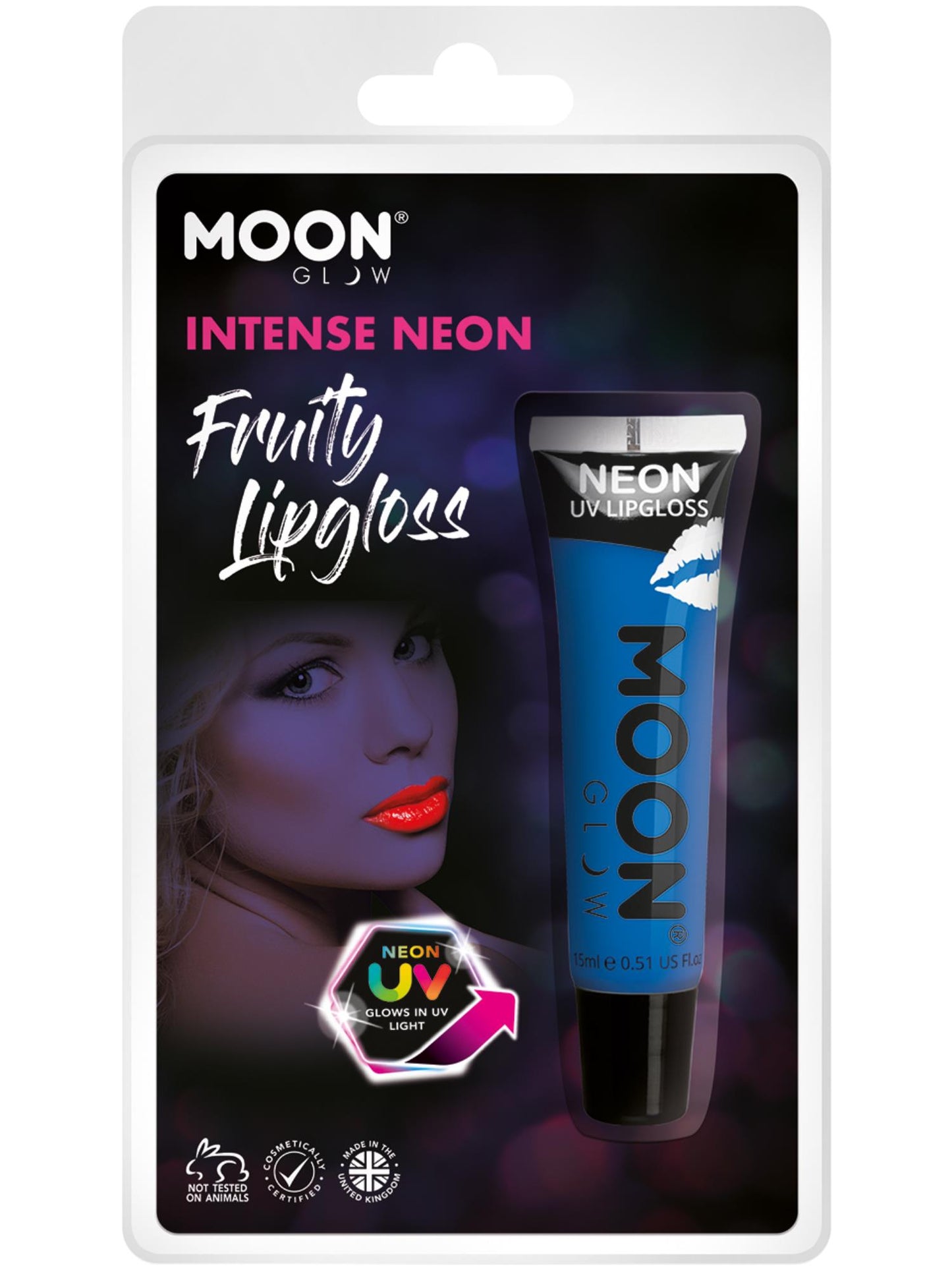 Smiffys Moon Glow Intense Neon UV Fruity Lipgloss, Blue CD für Unisex