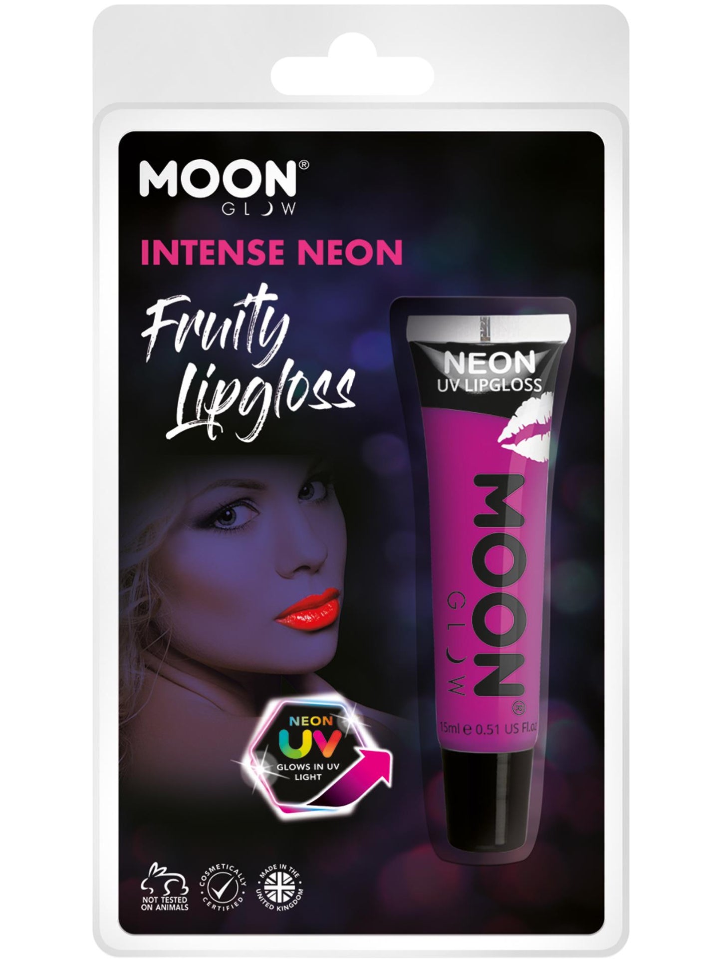Smiffys Moon Glow Intense Neon UV Fruity Lipgloss, Purple CD für Unisex