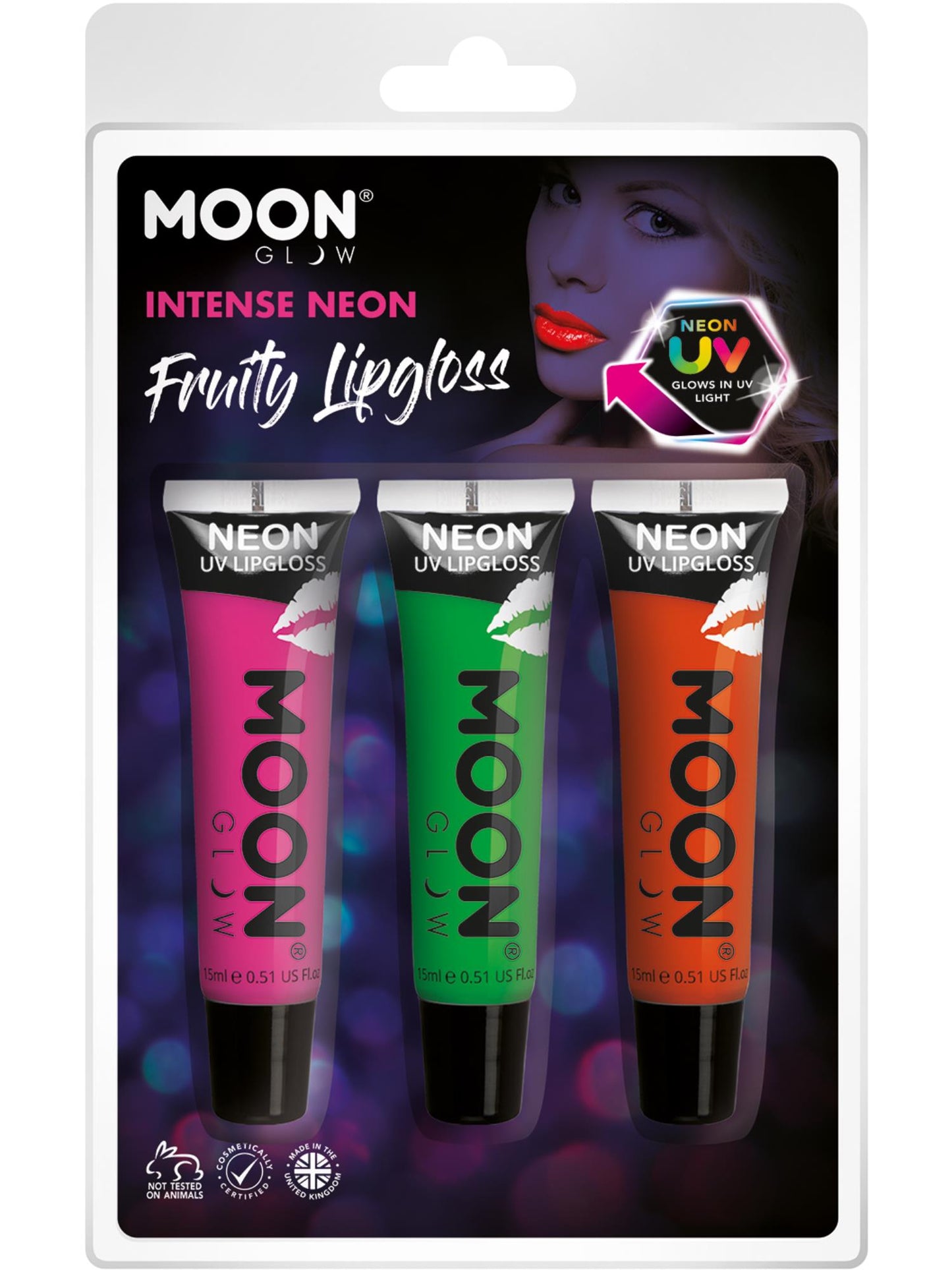 Smiffys Moon Glow Intense Neon UV Fruity Lipgloss, CD für Unisex