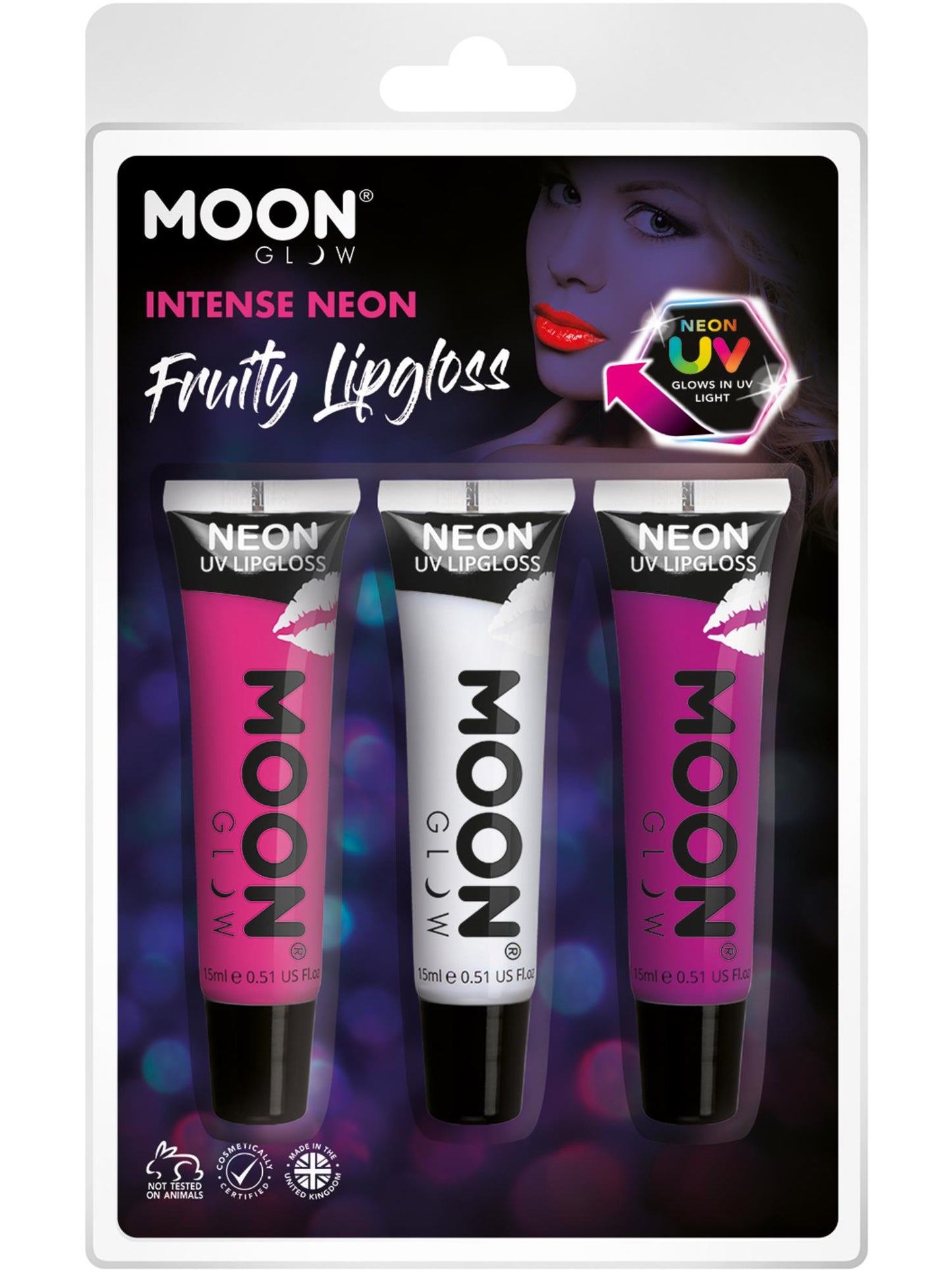 Smiffys Moon Glow Intense Neon UV Fruity Lipgloss, CD für Unisex