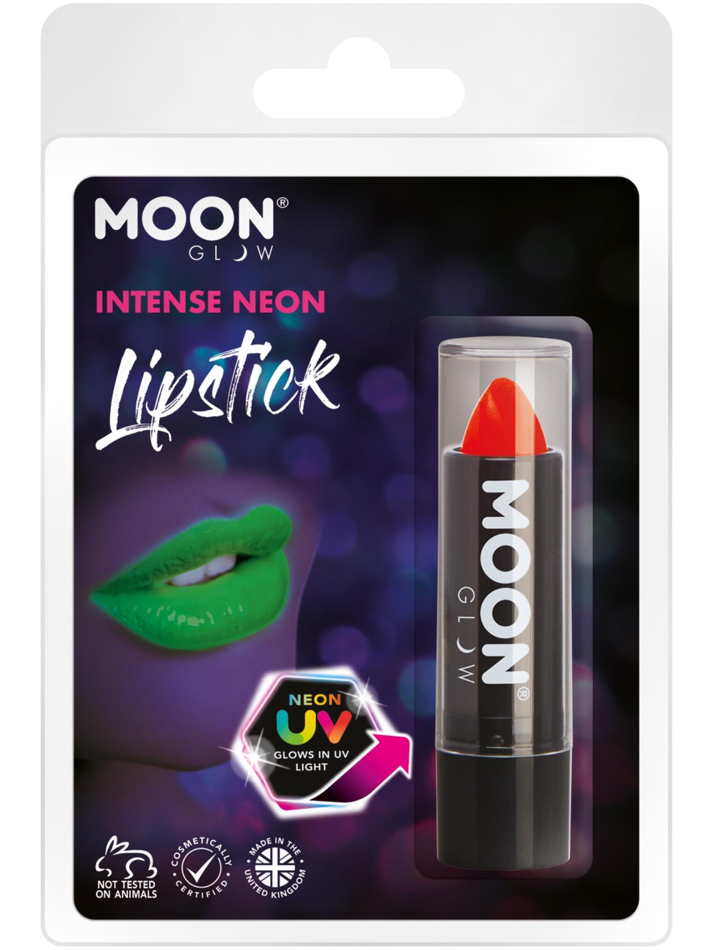 Smiffys Moon Glow Intense Neon UV Lipstick, Intense Red CD für Unisex