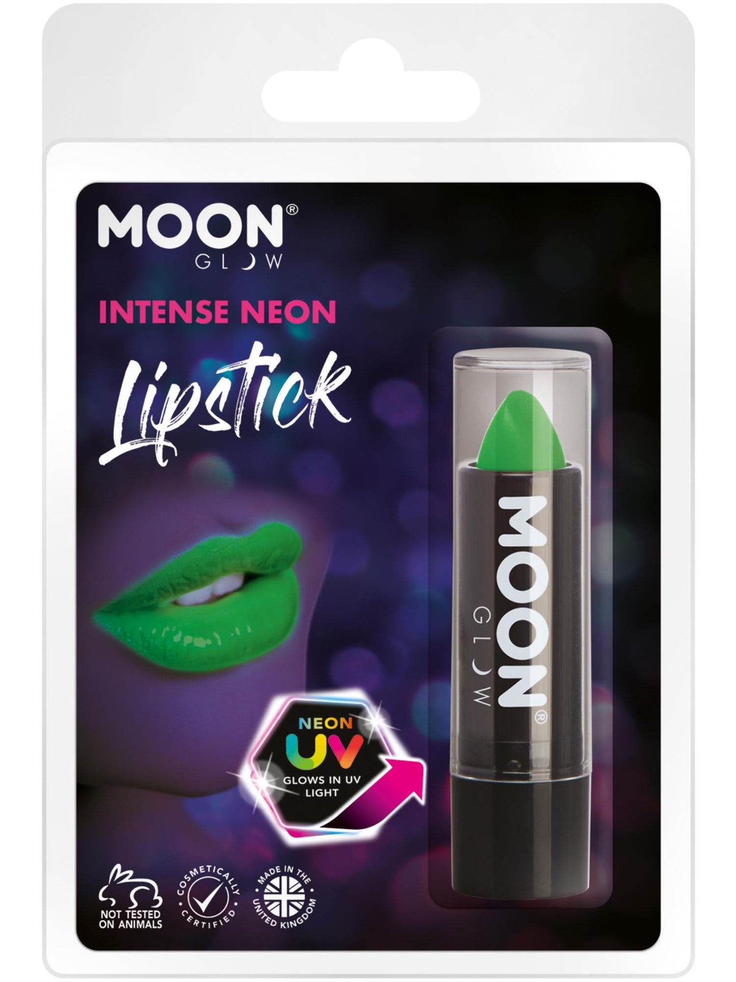Smiffys Moon Glow Intense Neon UV Lipstick, Intense Green CD für Unisex