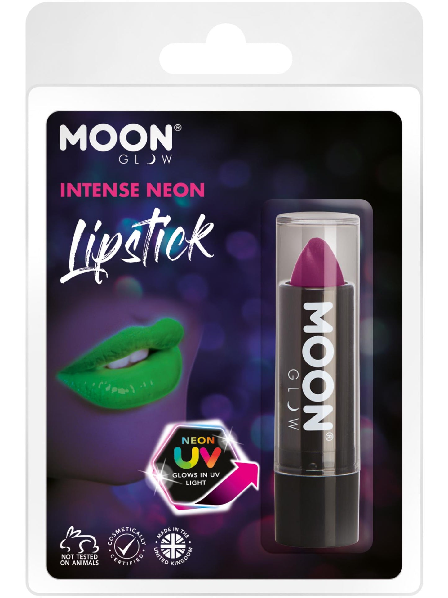 Smiffys Moon Glow Intense Neon UV Lipstick, Intense Purple CD für Unisex