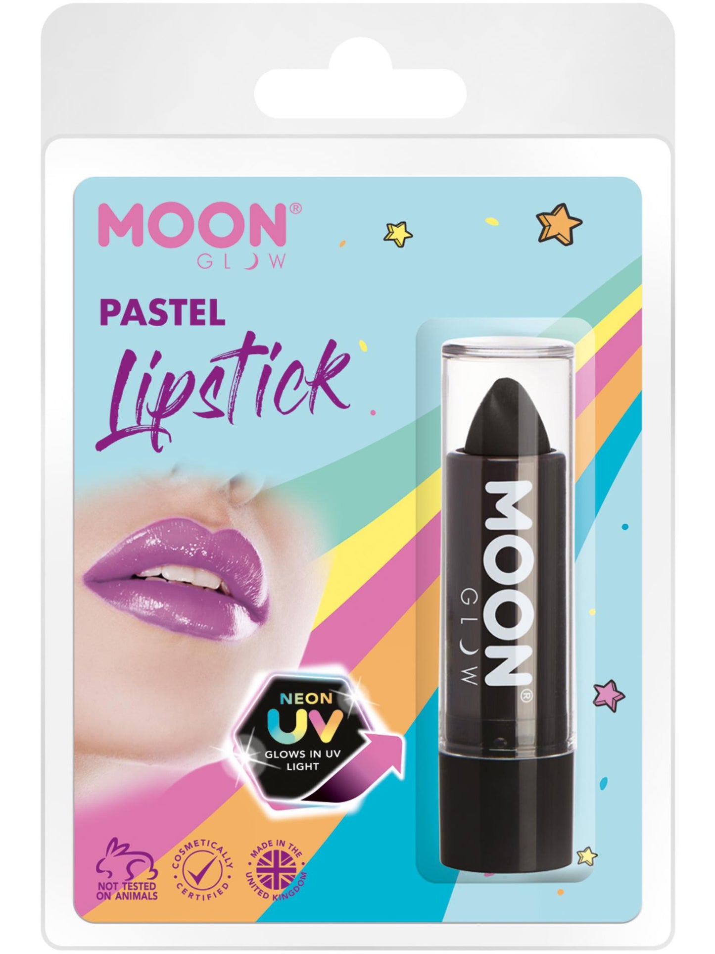Smiffys Moon Glow Pastel Neon UV Lipstick, Black CD für Unisex