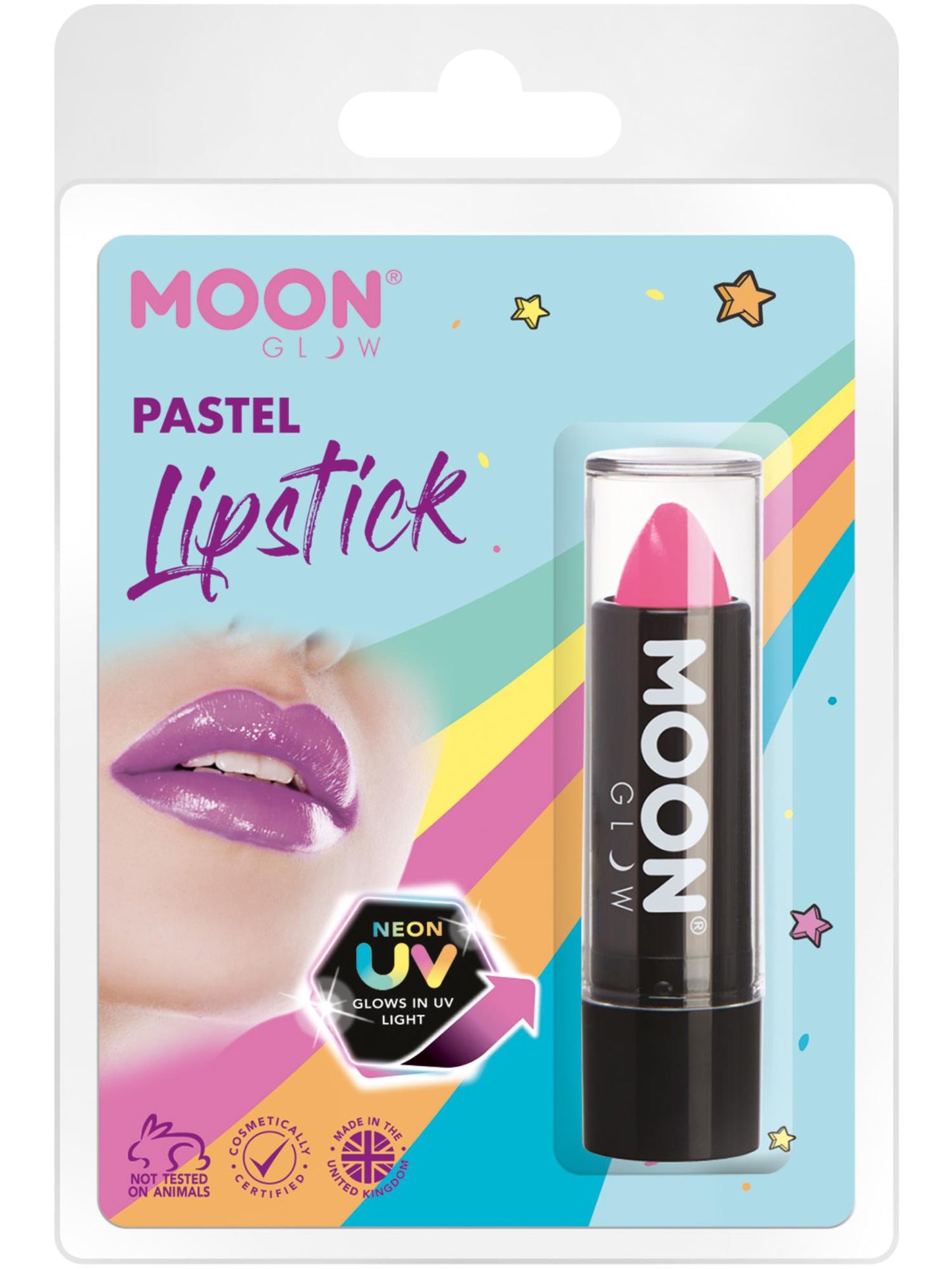 Smiffys Moon Glow Pastel Neon UV Lipstick, Pastel Pink CD für Unisex