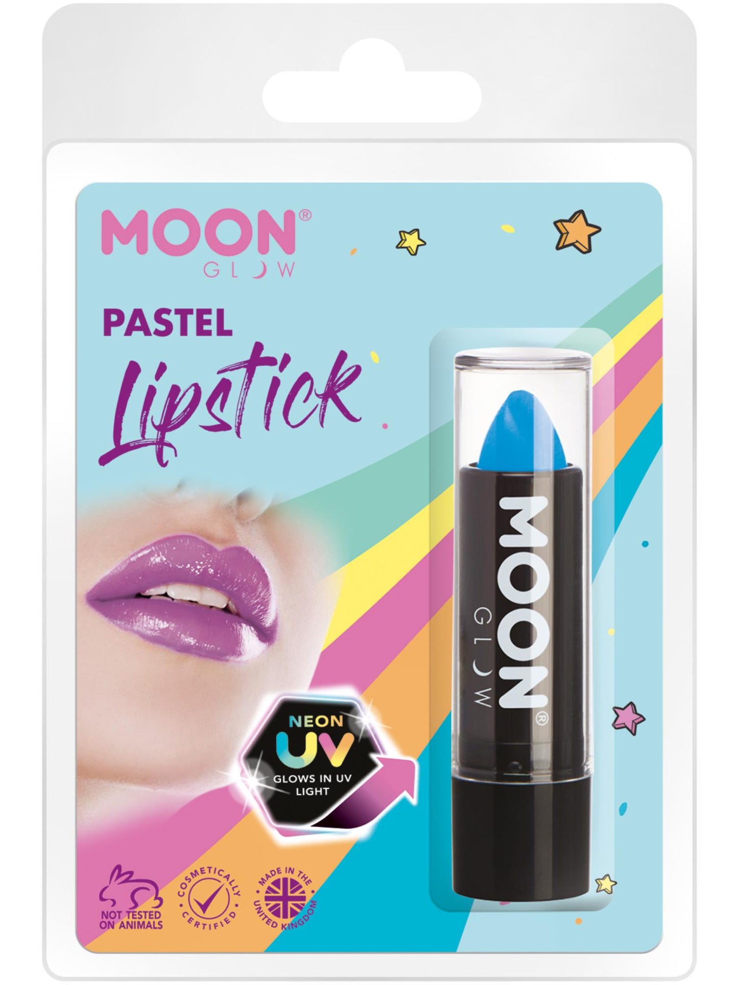 Smiffys Moon Glow Pastel Neon UV Lipstick, Pastel Blue CD für Unisex