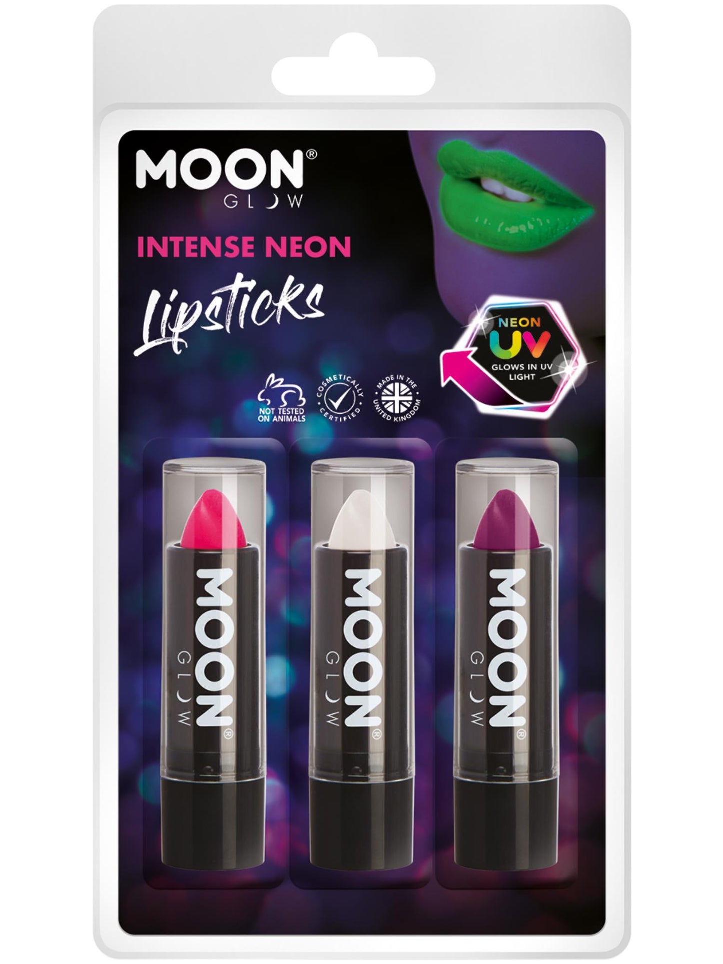 Smiffys Moon Glow Intense Neon UV Lipstick, CD für Unisex