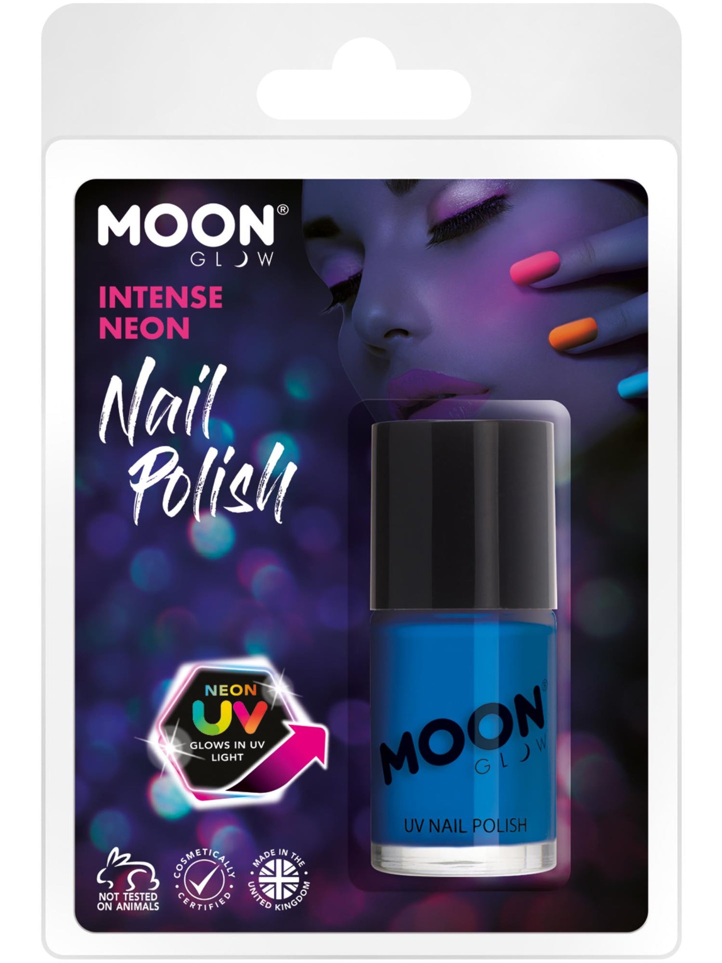 Smiffys Moon Glow Intense Neon UV Nail Polish, Intense Blu CD für Unisex