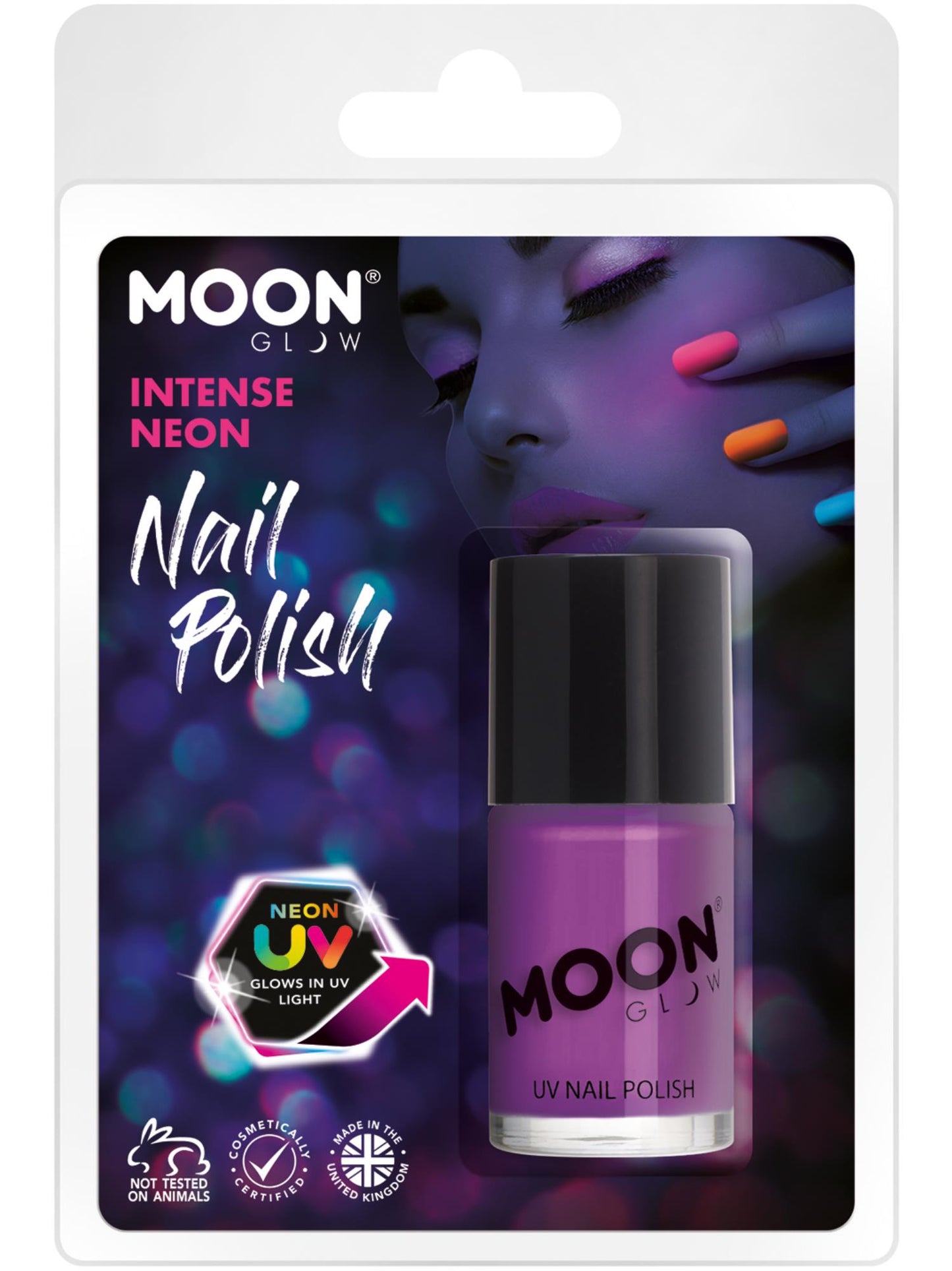 Smiffys Moon Glow Intense Neon UV Nail Polish, Intense Pur CD für Unisex