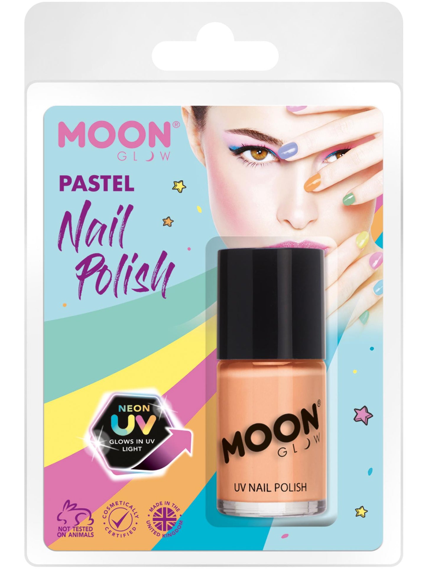 Smiffys Moon Glow Pastel Neon UV Nail Polish, Pastel Orang CD für Unisex