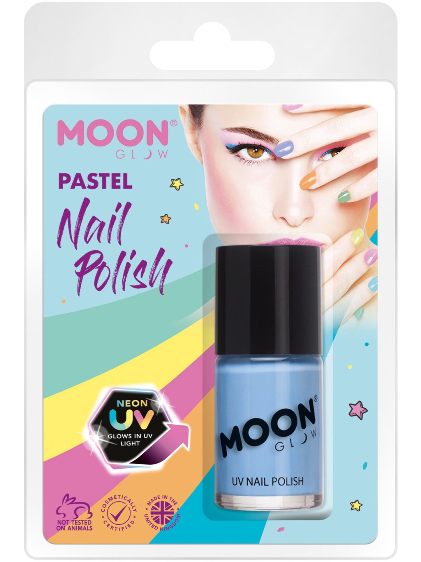 Smiffys Moon Glow Pastel Neon UV Nail Polish, Pastel Blu CD für Unisex