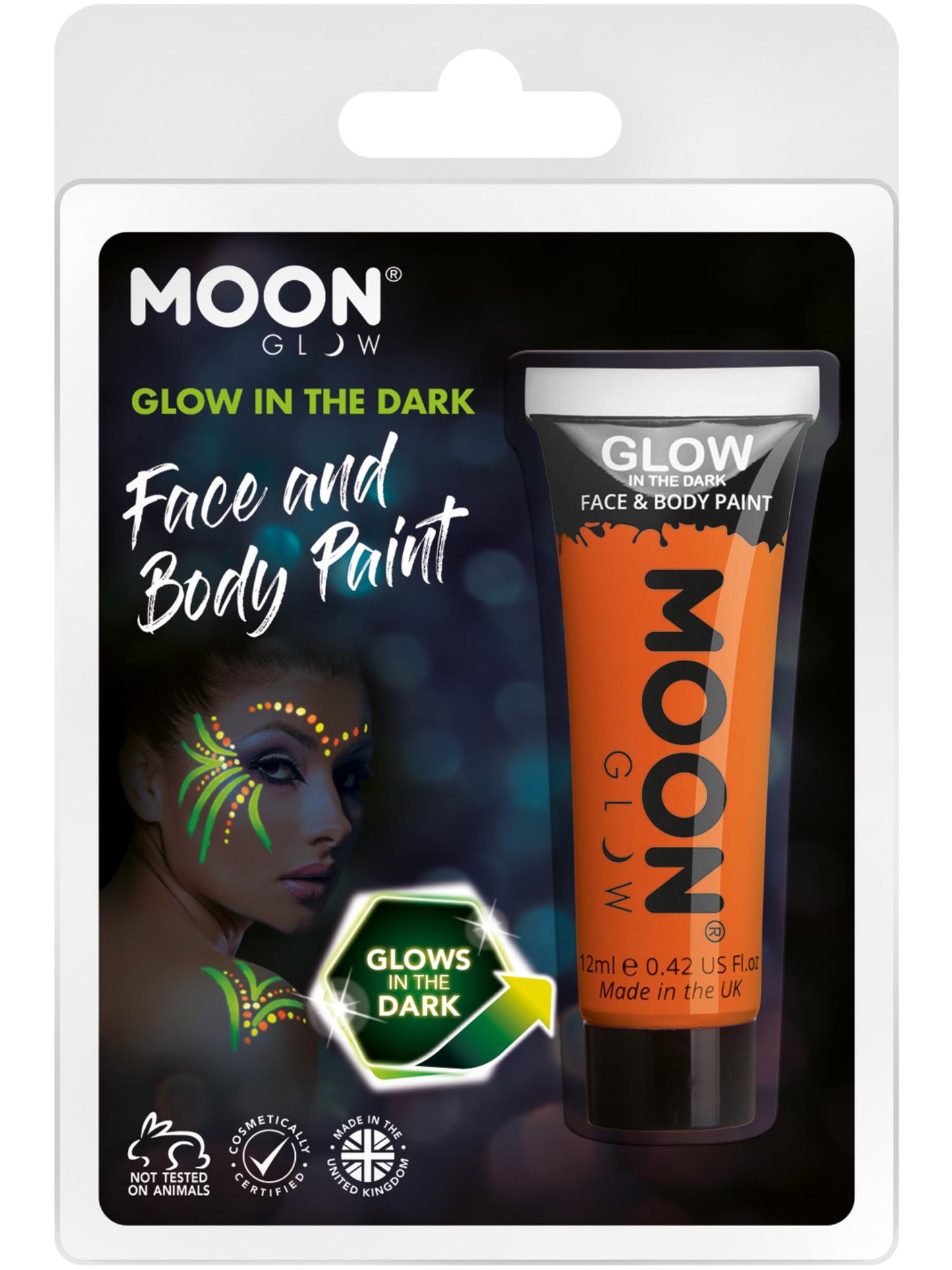 Smiffys Moon Glow - Glow in the Dark Face Paint, Orange CD für Unisex