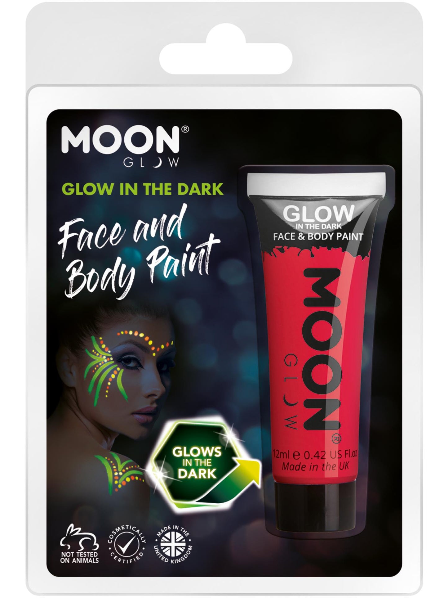 Smiffys Moon Glow - Glow in the Dark Face Paint, Red CD für Unisex