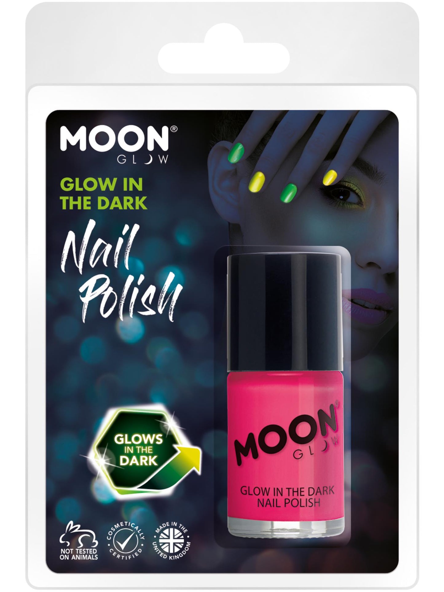 Smiffys Moon Glow - Glow in the Dark Nail Polish, Pink CD für Unisex