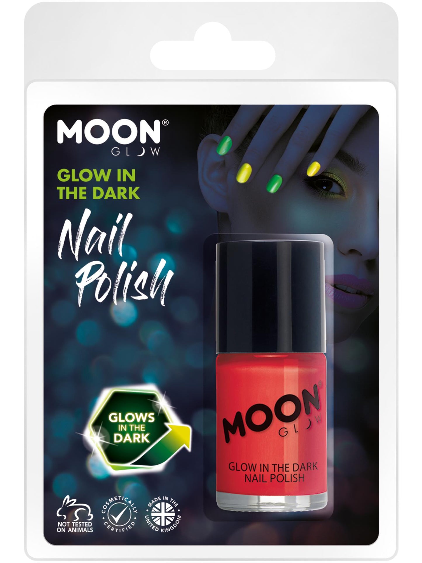 Smiffys Moon Glow - Glow in the Dark Nail Polish, Red CD für Unisex