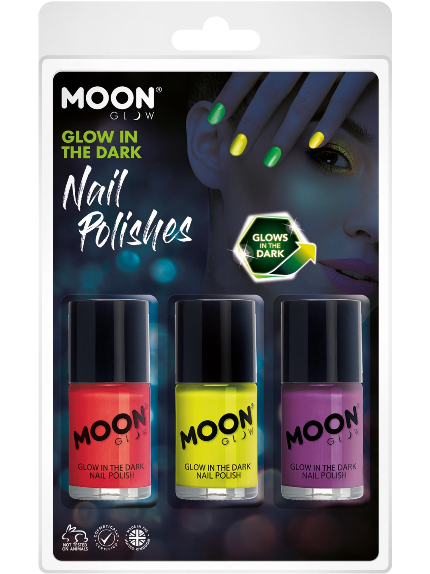 Smiffys Moon Glow - Glow in the Dark Nail Polish, CD für Unisex