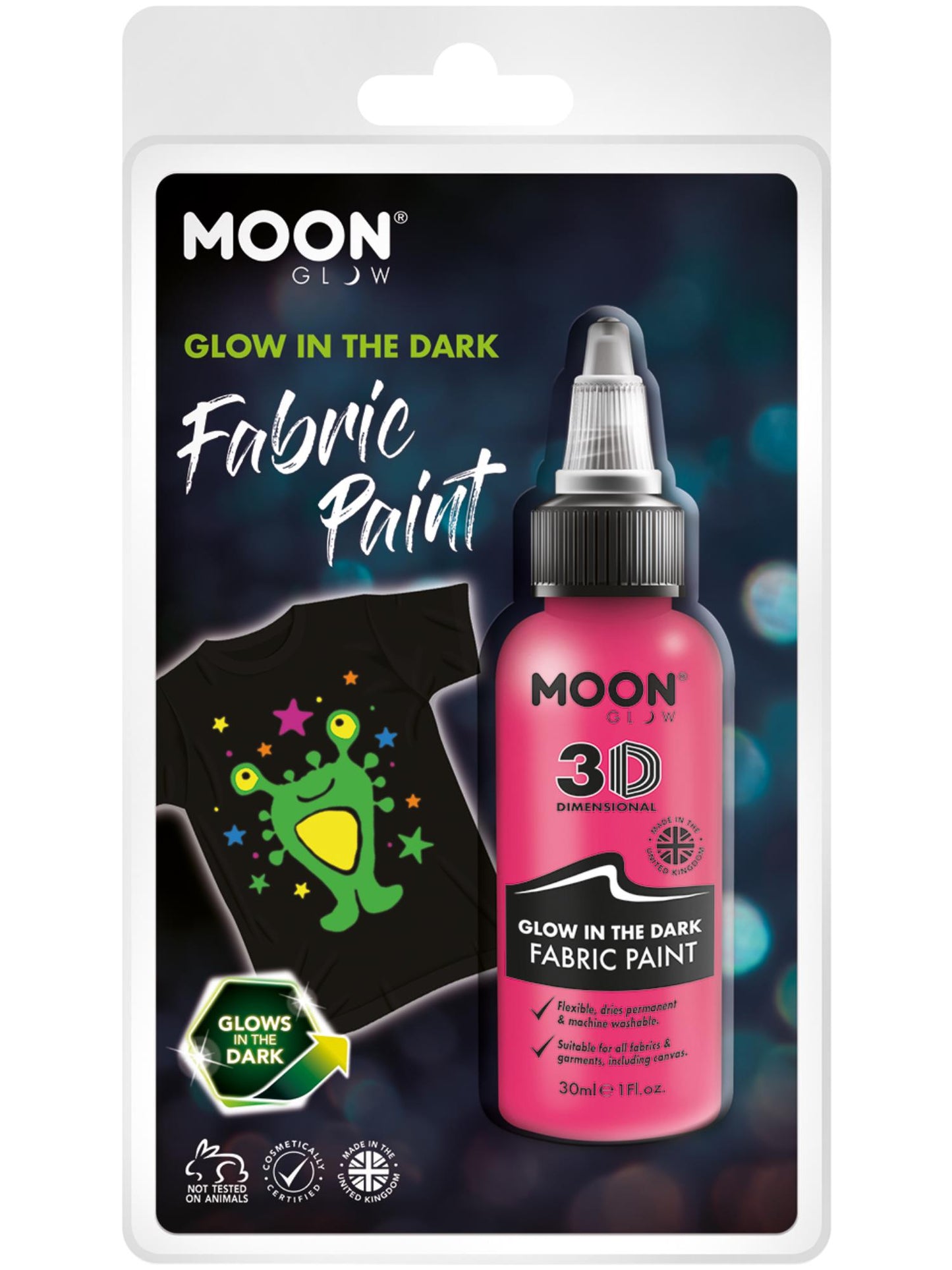 Smiffys Moon Glow - Glow in the Dark Fabric Paint, Pink CD für Unisex