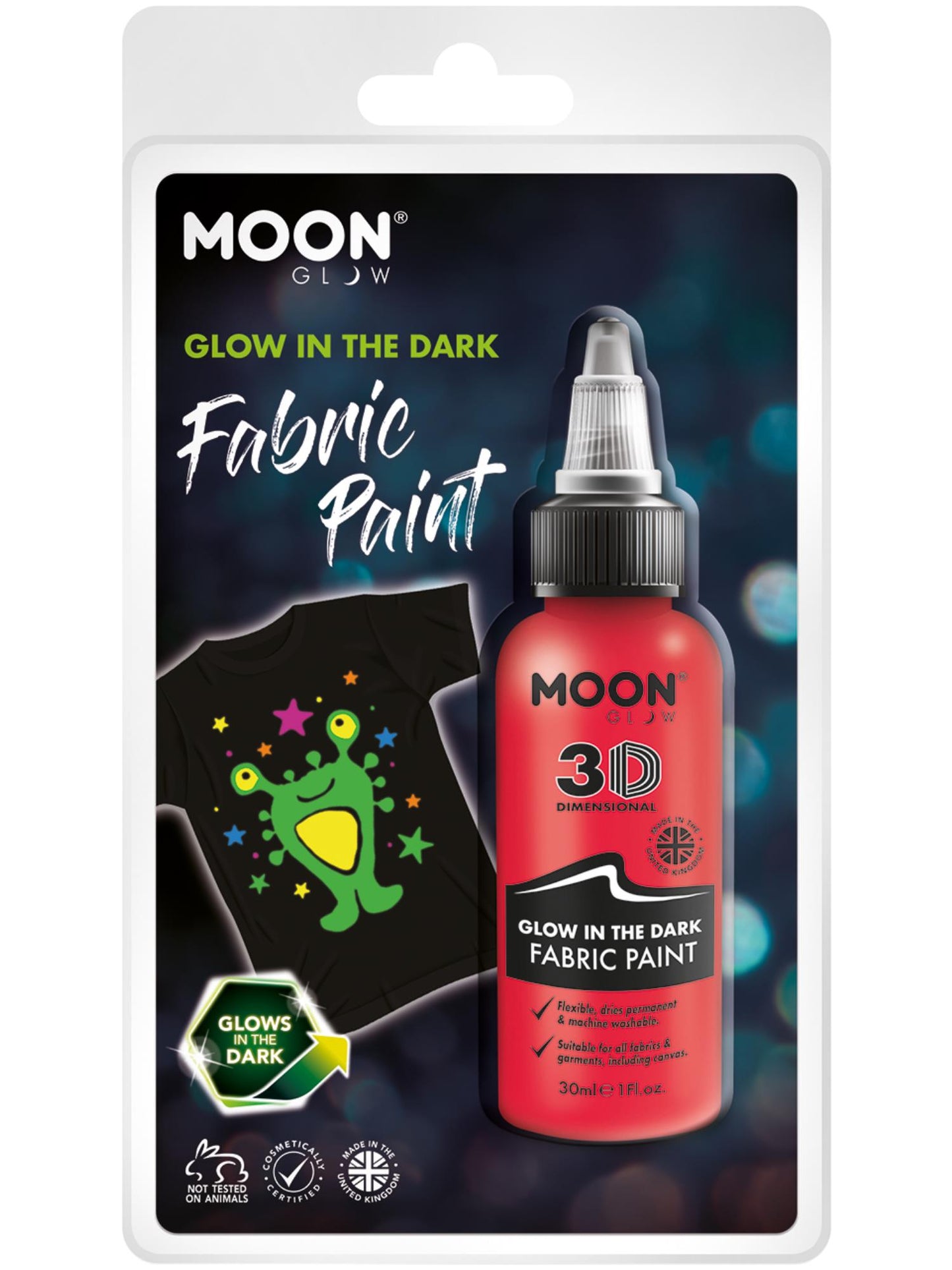 Smiffys Moon Glow - Glow in the Dark Fabric Paint, Red CD für Unisex
