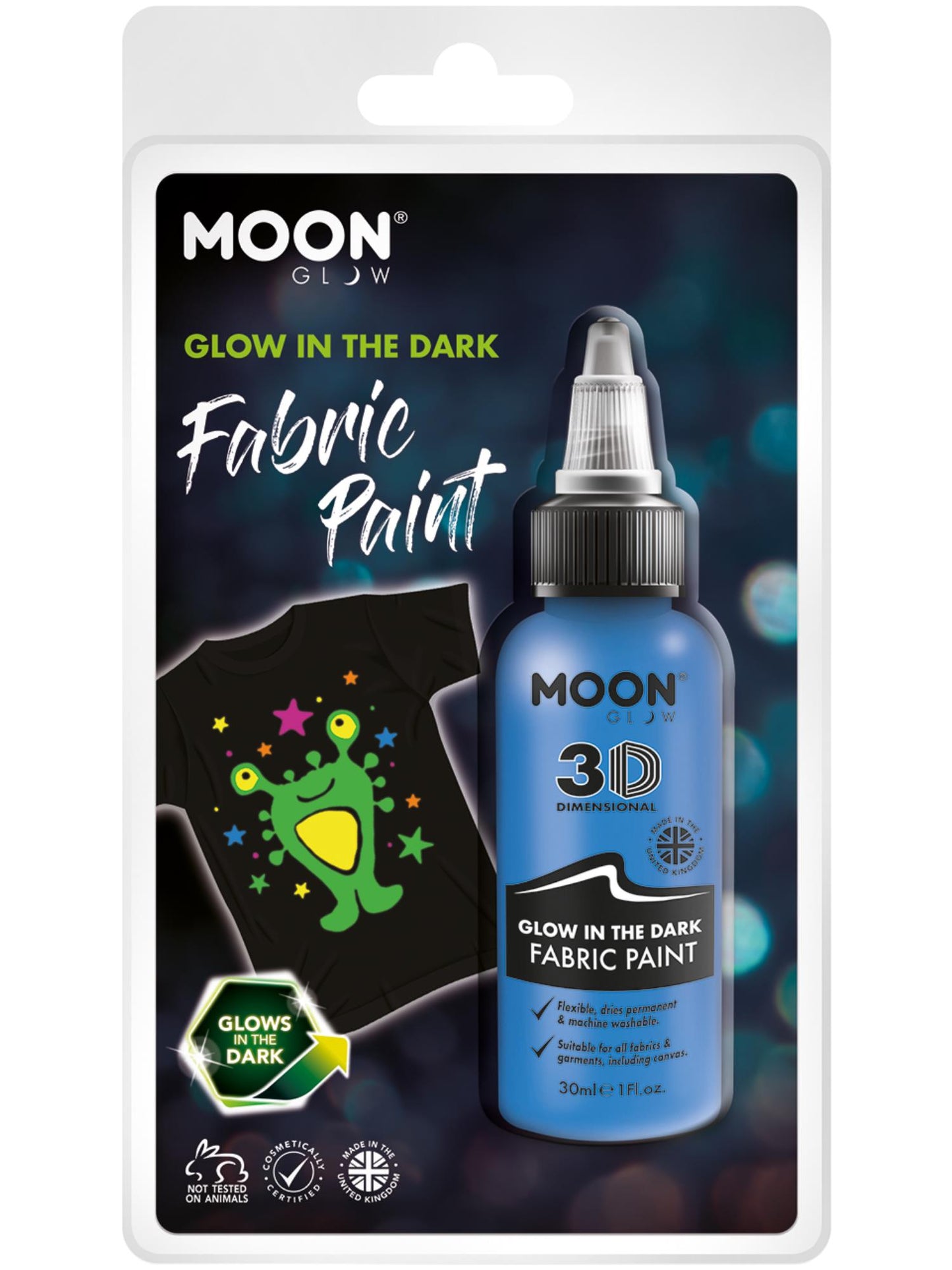 Smiffys Moon Glow - Glow in the Dark Fabric Paint, Blue CD für Unisex