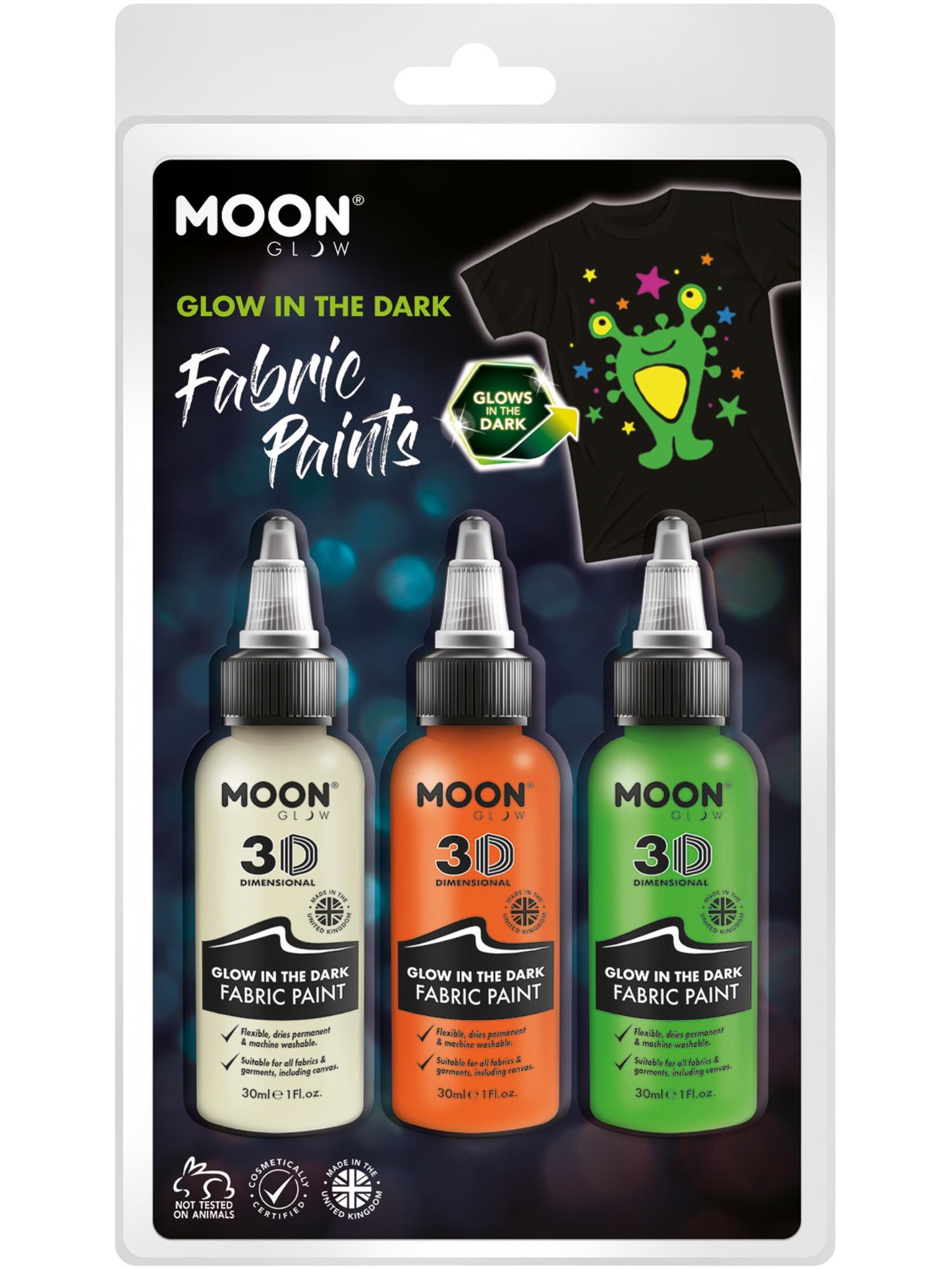 Smiffys Moon Glow - Glow in the Dark Fabric Paint, CD für Unisex