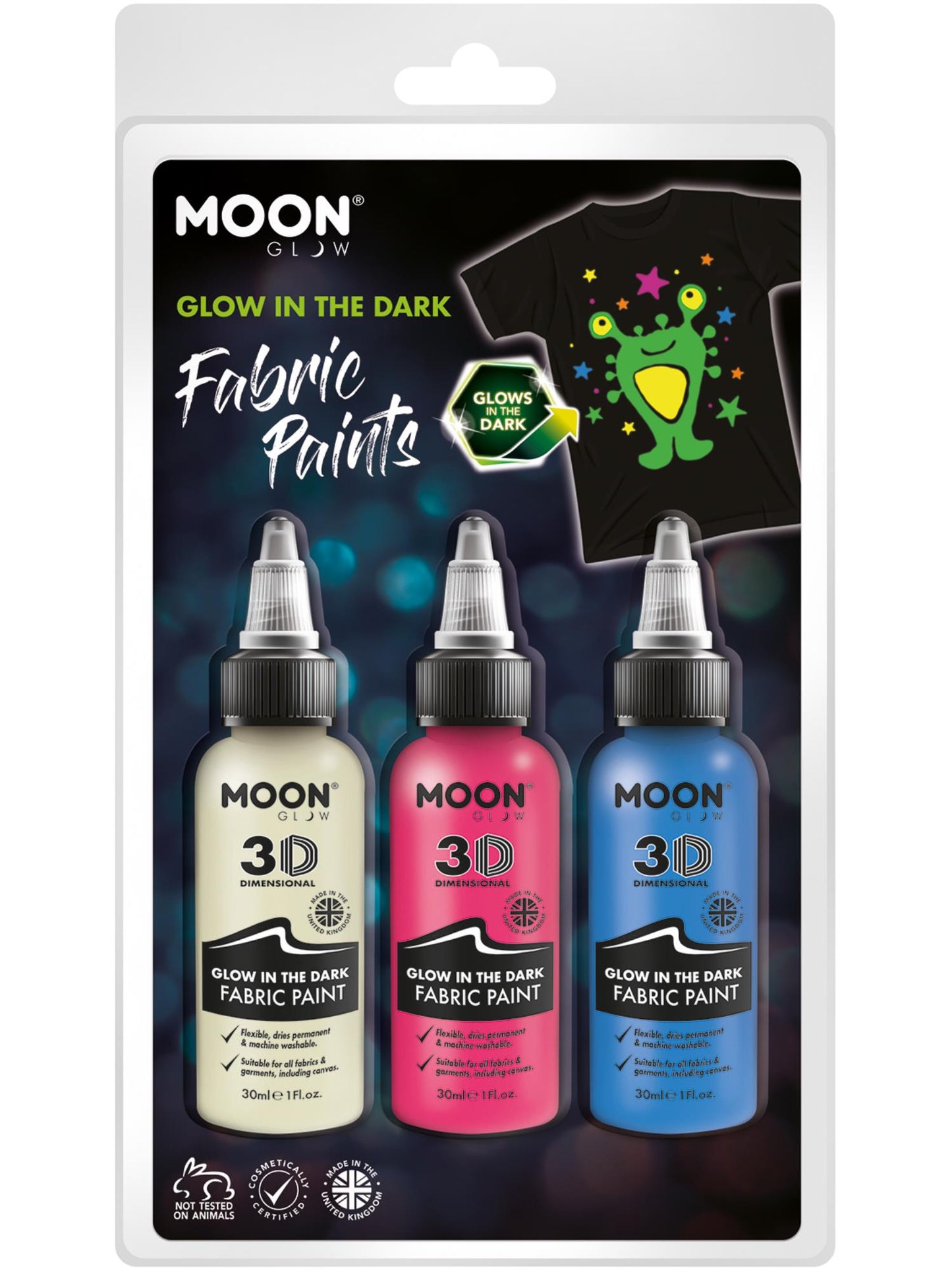 Smiffys Moon Glow - Glow in the Dark Fabric Paint, CD für Unisex