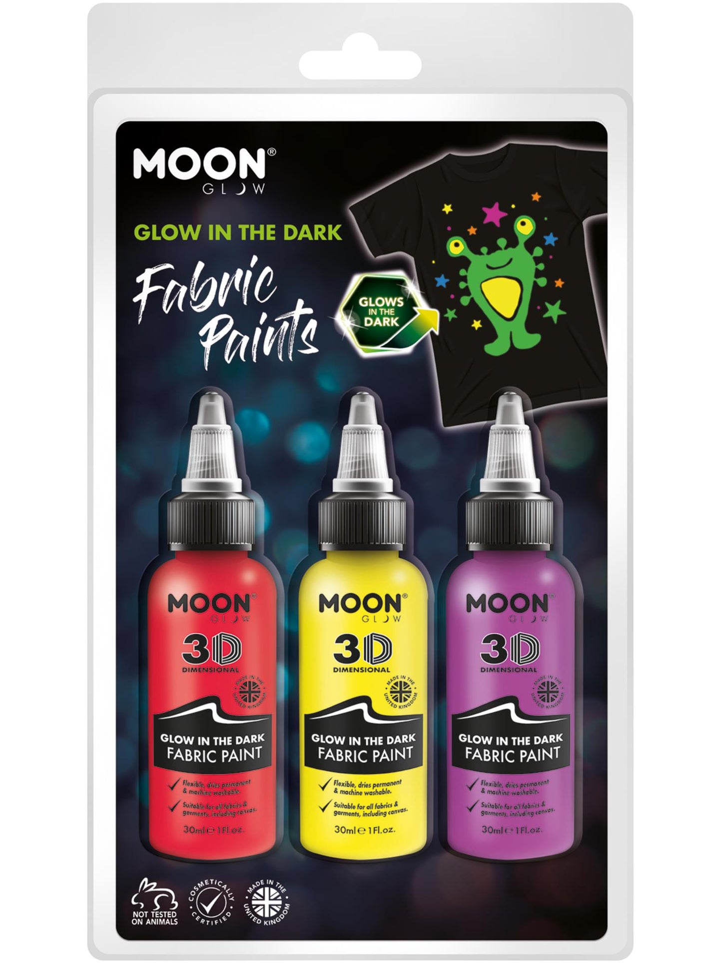 Smiffys Moon Glow - Glow in the Dark Fabric Paint, CD für Unisex