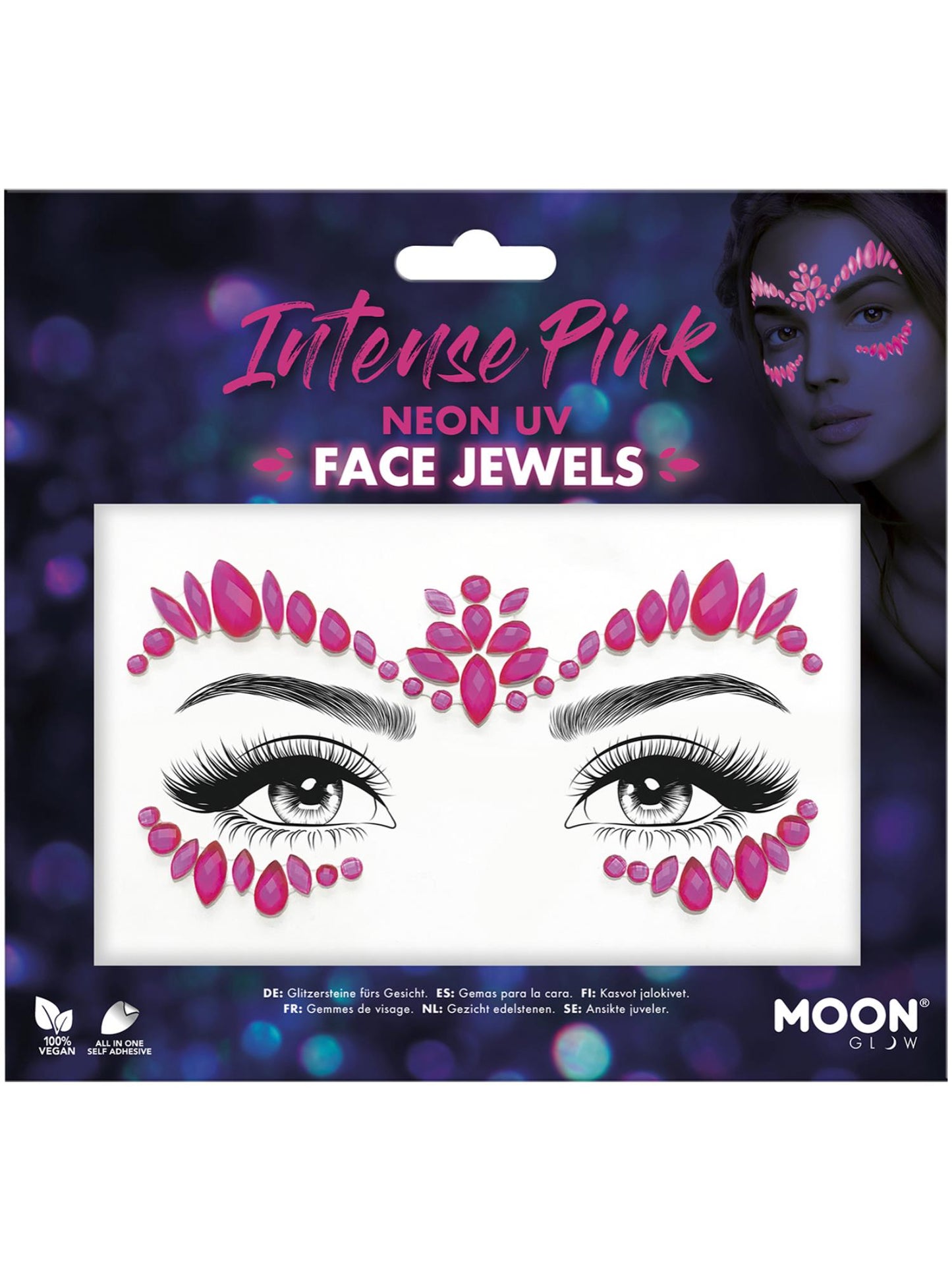 Smiffys Moon Glow Face Jewels, Intense Pink CD für Unisex