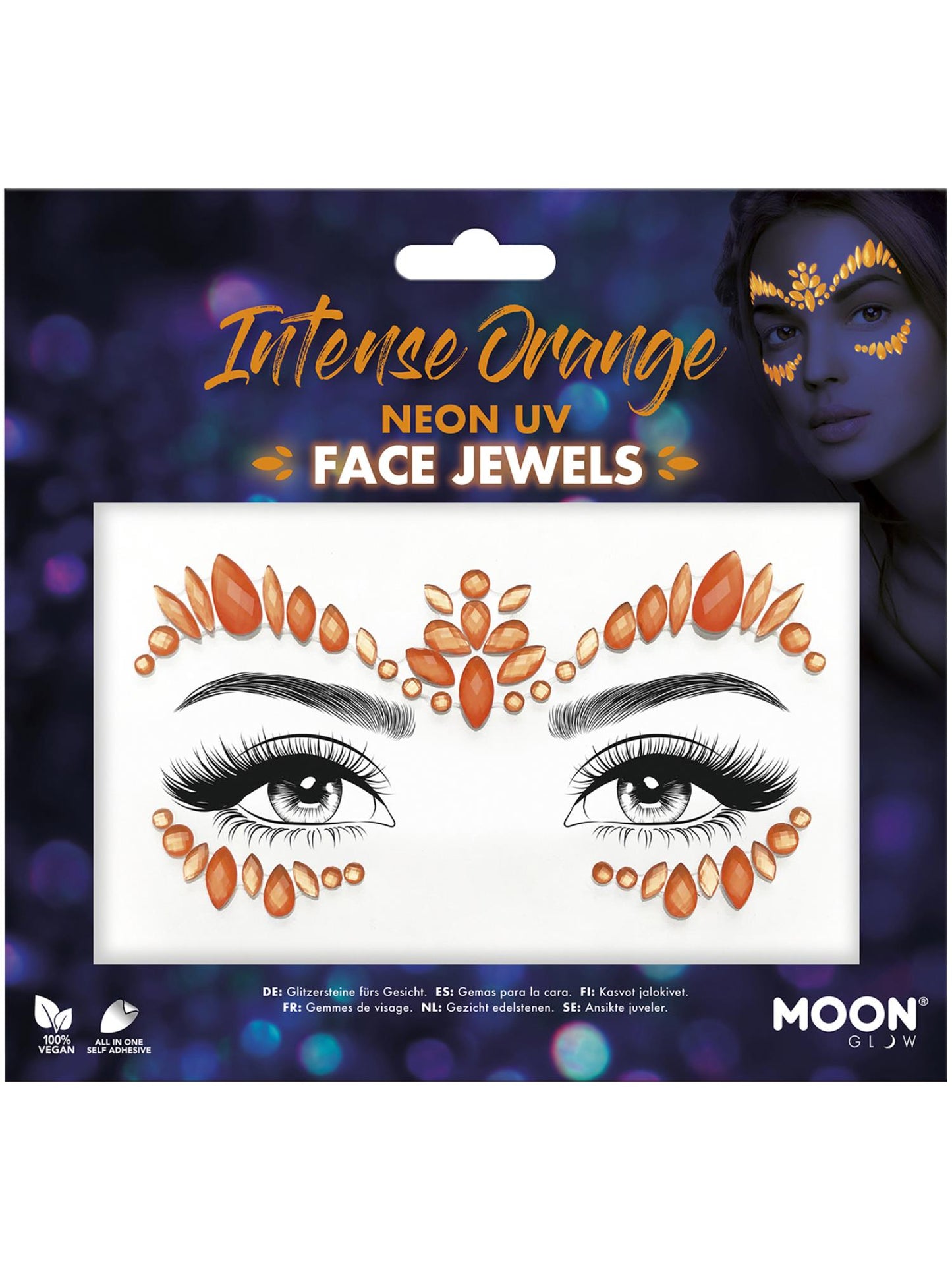 Smiffys Moon Glow Face Jewels, Intense Orange CD für Unisex