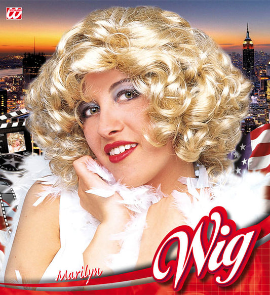 Blonde Marilyn-Perücke mit Retro-Wellen im Stil der 1950er Jahre