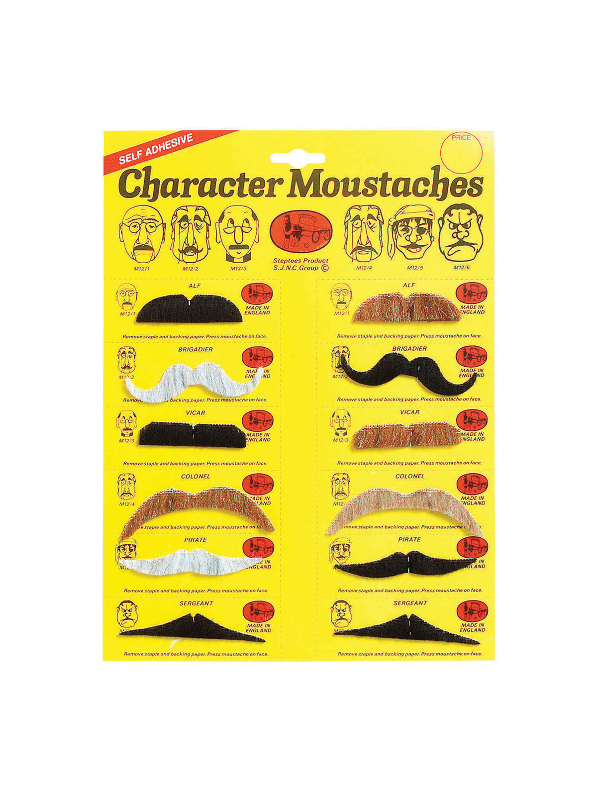 Rubies Moustaches. 5 Colours. 6 asstd Beards and Moustaches