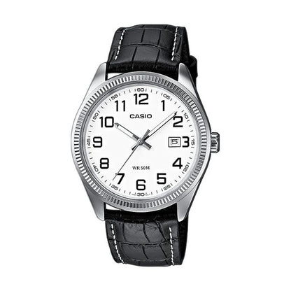 CASIO COLLECTION & VINTAGE CASIO COLLECTION MTP-1302PL-7BVEF Armbanduhr mit weissem Zifferblatt und Lederarmband – Produktans