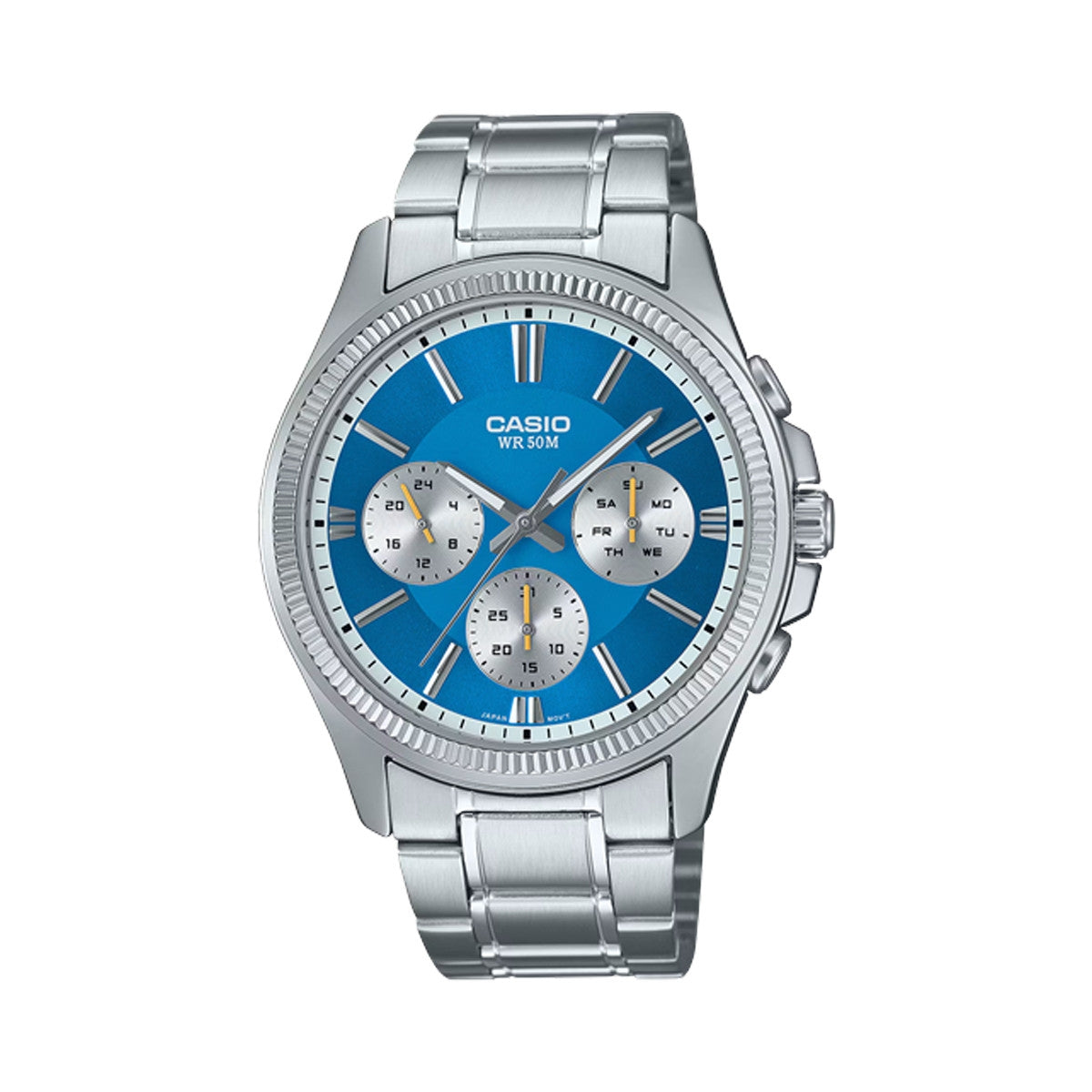 CASIO COLLECTION & VINTAGE CASIO Day Date Multifunction Uhr Light Blue MTP-1375PD-2A2VEF – Detailansicht
