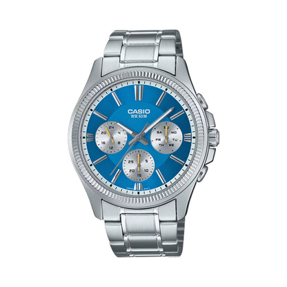 CASIO COLLECTION & VINTAGE CASIO Day Date Multifunction Uhr Light Blue MTP-1375PD-2A2VEF – Detailansicht