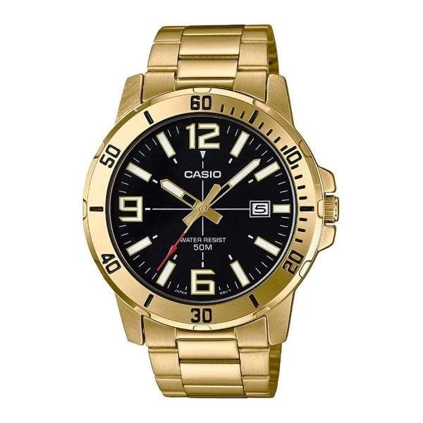 CASIO COLLECTION & VINTAGE Casio MTP-VD01G-1BVUDF Diver 50M Armbanduhr Gold-Schwarz – Produktansicht