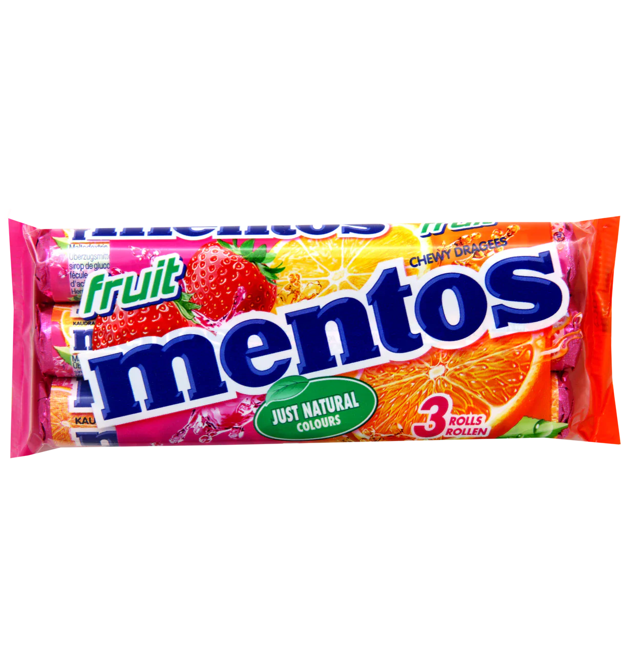 mentos Fruit 3x38g Multipack Kaudragees mit Fruchtgeschmack – Produktansicht