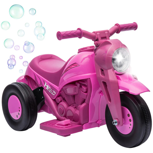Pinkes Kinder-Elektro-Motorrad mit Musik und Seifenblasen für 2-5 Jahre, Dreirad-Design