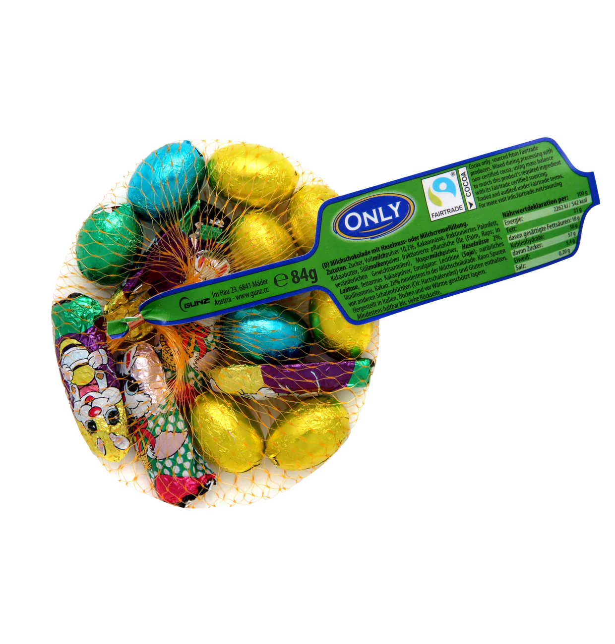 Only Milchschokolade Hasen & Eier mit Haselnuss & Milchcremefüllung 84g – Produktansicht
