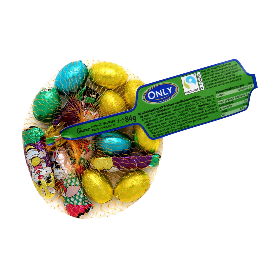 Only Milchschokolade Hasen und Eier mit Haselnuss- und Milchcremefüllung 84 g – Produktansicht