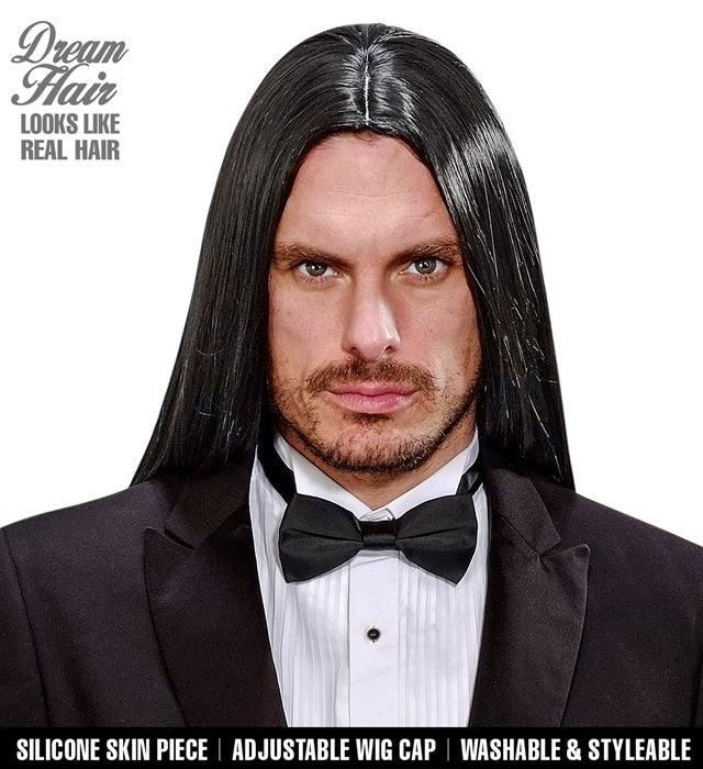 Schwarze Dream Hair Perücke Viktor in farbiger Verpackung