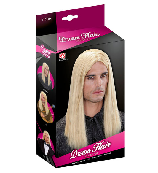 Blonde Dream Hair Perücke in farbiger Box für Fasnacht und Karneval
