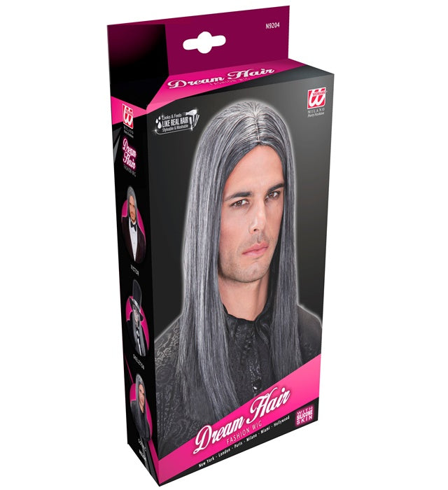 Graue Perücke Dream Hair Viktor in farbiger Verpackung