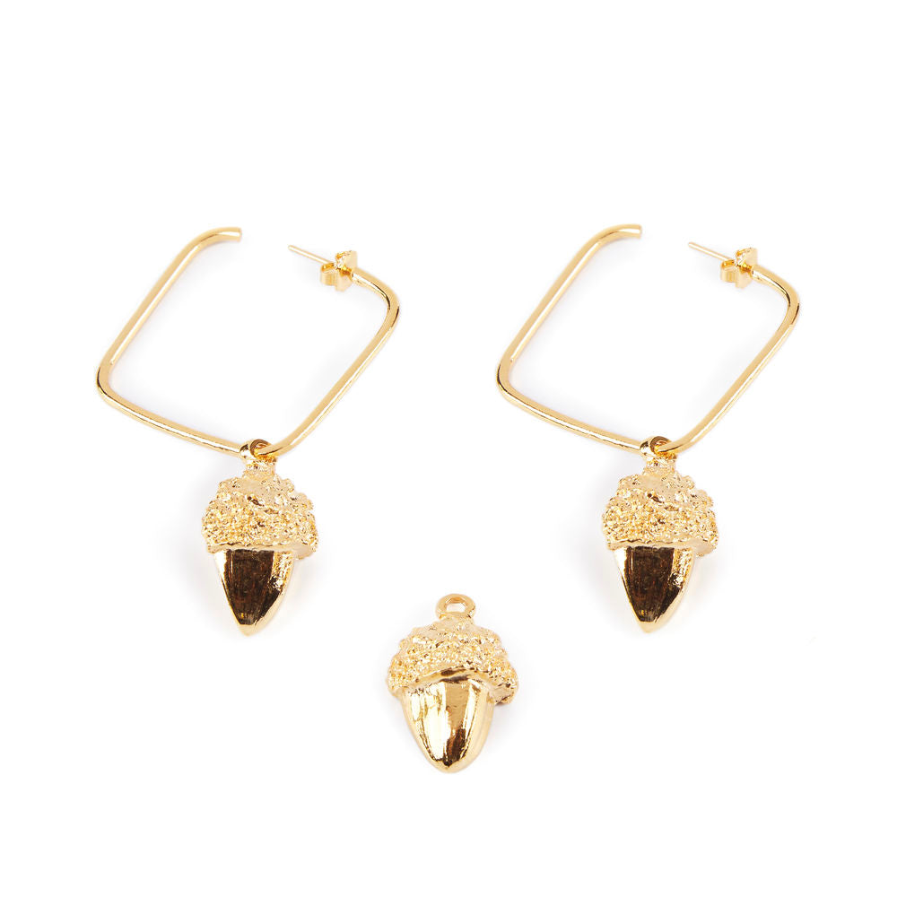 SQUARE ACORN earrings #shiny gold 1 u