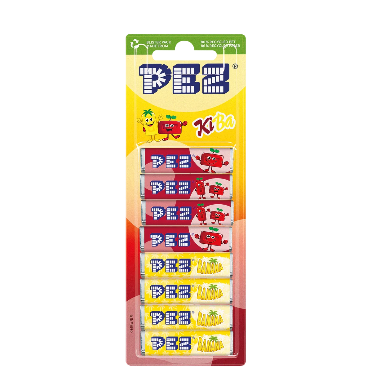 PEZ Spender Nachfüllungen Kirsche/Banane 8er 68 g