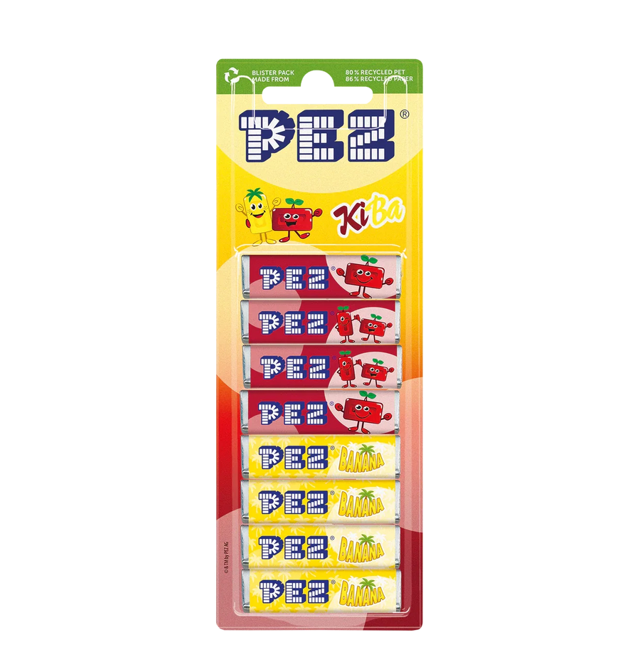 PEZ Spender Nachfüllungen Kirsche und Banane 8er 68 g