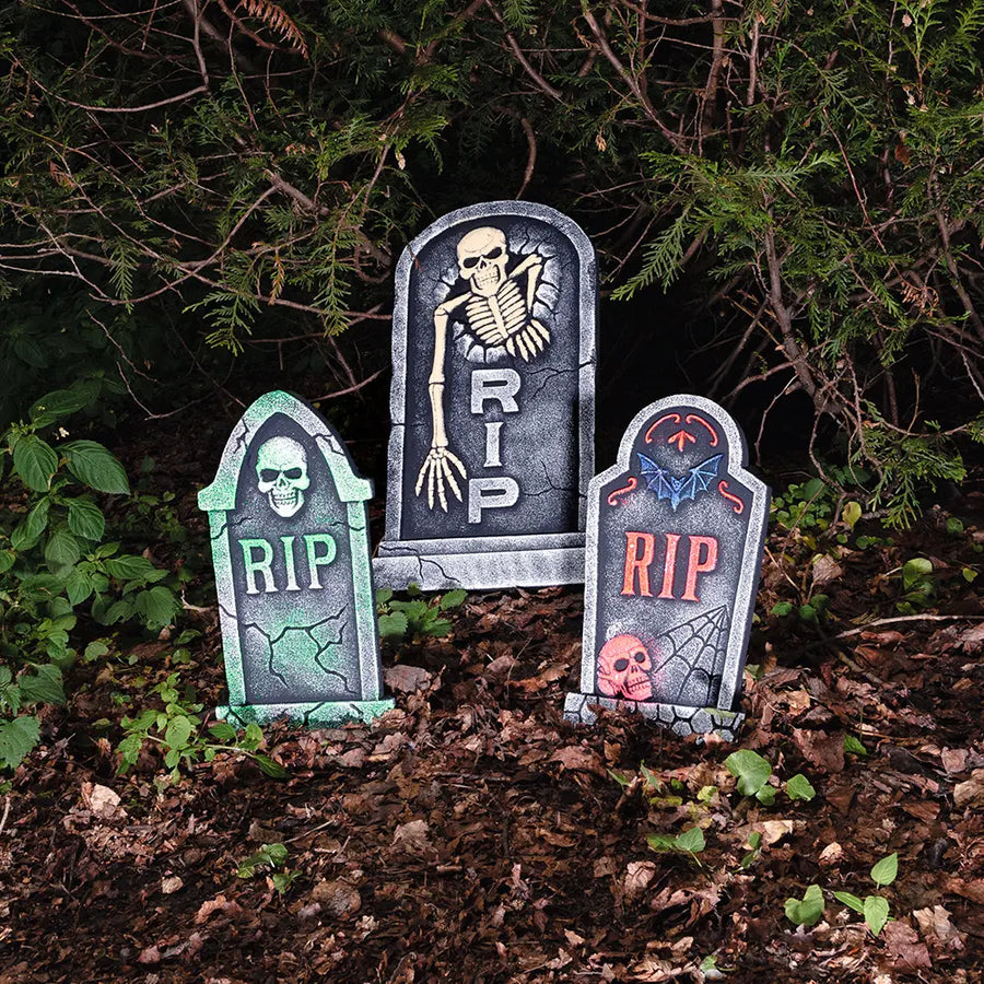 Boland Halloween-Grabsteine Neon Grabstein – Halloween Dekoration 41x21 cm Schaumstoff
