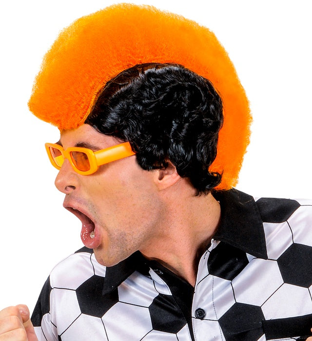 Leuchtend orange Perücke in Box für Fasnacht und Karneval