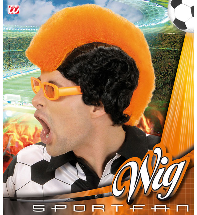 Leuchtend orange Perücke in Box für Fasnacht und Karneval